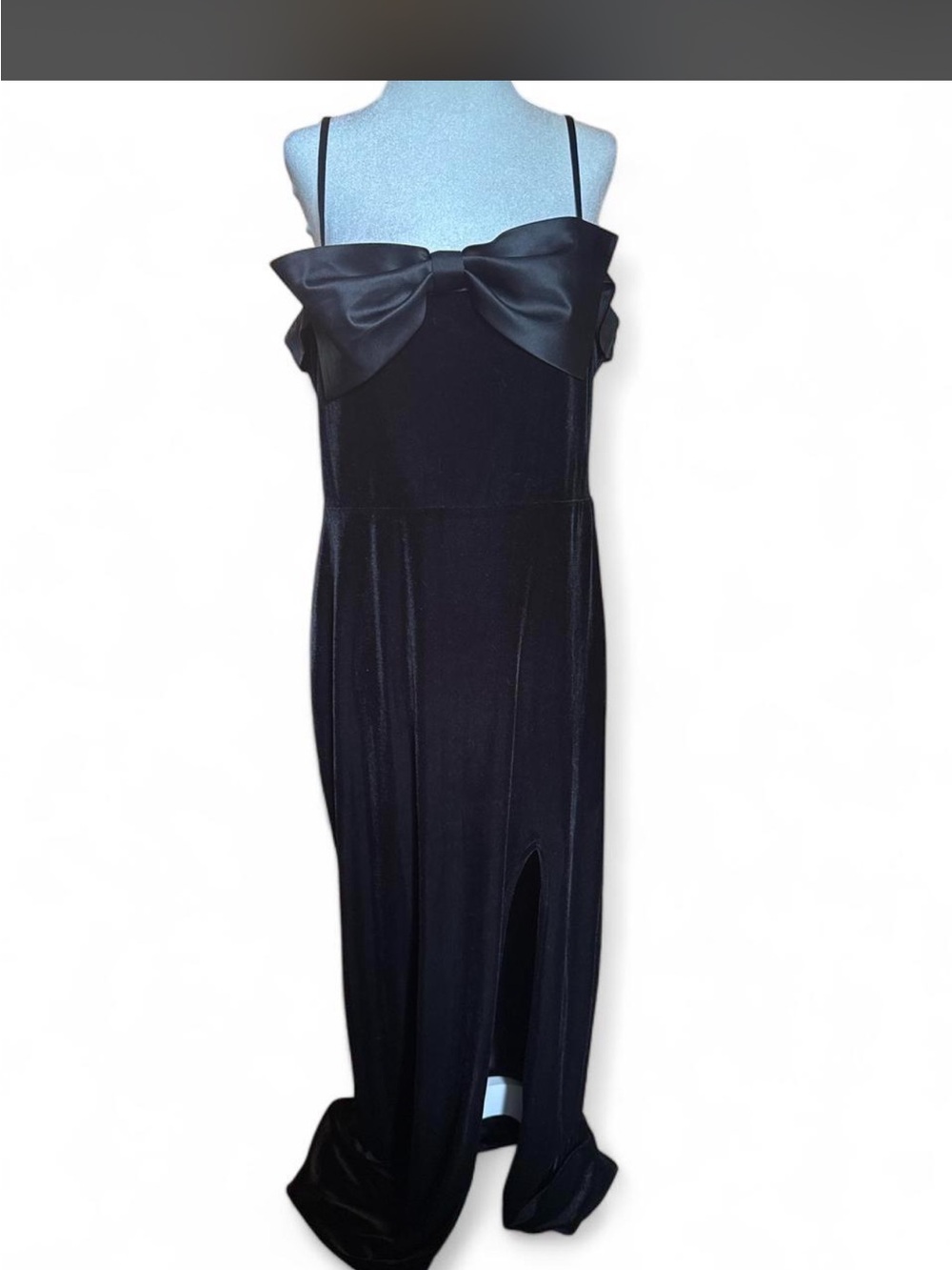 Black Velvet Gown with Satin Bow